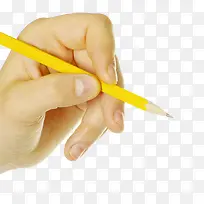 手拿黄色铅笔