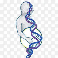 手绘人体DNA基因链图形