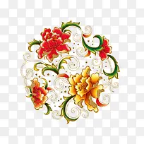 红牡丹花金色1