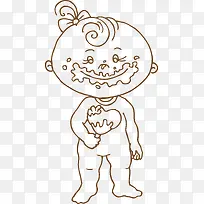 手绘吃东西的小孩
