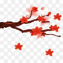 红色中国风手绘梅花