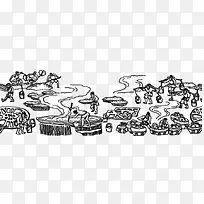古代酿酒图插图元素