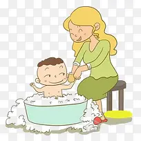 开心宝宝洗澡图片素材