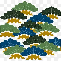 古典日本花卉植物装饰图案