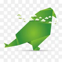 绿色 折纸 小鸟 动物 环保