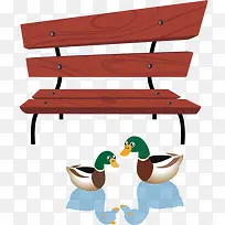 两只鸭子和凳子矢量图片