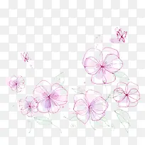 水彩绘粉色鲜花