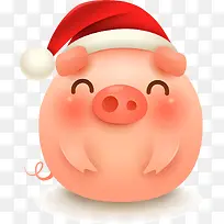 C4D戴圣诞帽圆滚滚的猪形象装