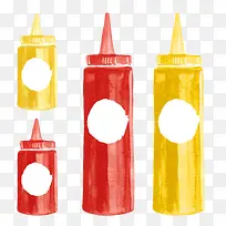 红黄色塑料瓶子尖口挤压式番茄酱