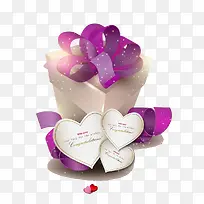紫色礼物盒丝带花