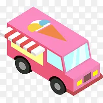 粉色冰淇淋餐车免抠素材