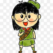 小女孩军装打扮卡通
