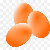 三个卡通橘色的鸡蛋