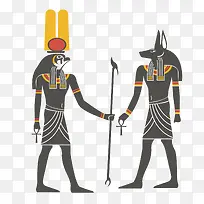 埃及壁画豺狼和鹰神