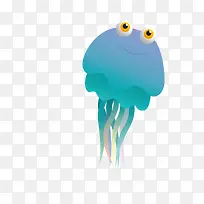 蓝色墨鱼矢量卡通海洋生物