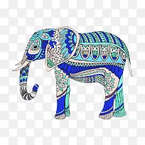 印度风彩色大象图