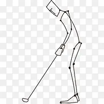 线描火柴人打高尔夫
