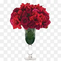 红色玫瑰花束玻璃瓶插花