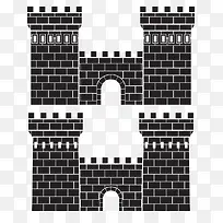 黑色手绘城墙拱门