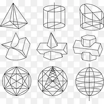 手绘几何立体图形