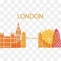 橘色英国伦敦海报