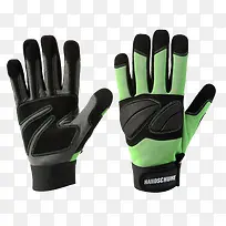 黑色绿色相间保暖防滑手套