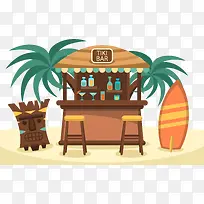 创意夏威夷沙滩酒吧矢量素材