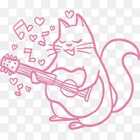弹奏吉他的粉色猫咪