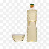 一瓶向日葵油和碗实物