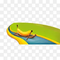 创意水中划船的香蕉