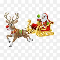 精美的圣诞老人和小鹿免抠图