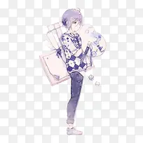 矢量水彩小画家
