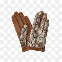 棕色皮质蛇纹手套