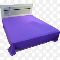 紫色床单白色卧室双人床
