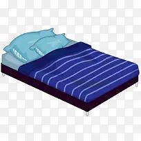蓝色条纹被子床