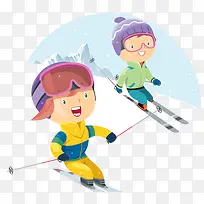 冬季旅游滑雪插画