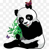 卡通熊猫蝴蝶