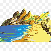 黄色文艺沙滩边框纹理
