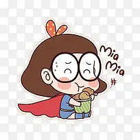 戴眼镜的可爱女孩
