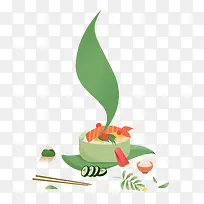 手绘日本料理寿司插画