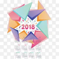 彩色三角拼图2018日历