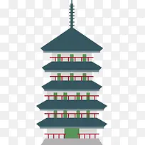 日本特色风格建筑卡通装饰元素