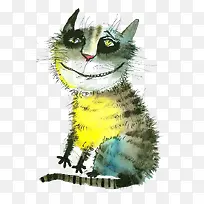 手绘抽象猫咪