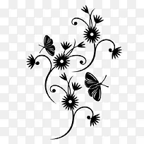 清笔勾线花纹
