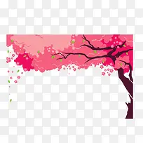 粉红日本樱花树下