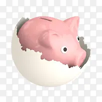 蛋壳里面的陶瓷小猪存钱罐