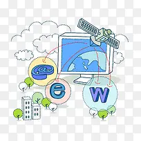 连网的电脑计算机PNG下载