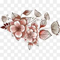 创意合成手绘水彩复古花卉植物造型