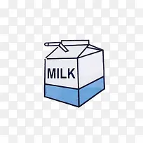 卡通一盒插着吸管的牛奶素材