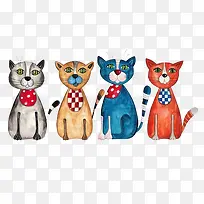 四只彩绘的猫咪